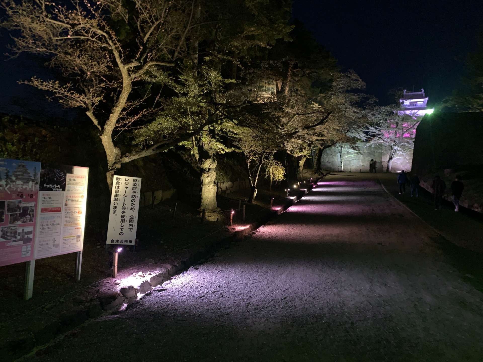 若松城（鶴ヶ城）西出丸 ・公園 桜のライトアップ 2022